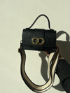 Leather bag black with gold detail